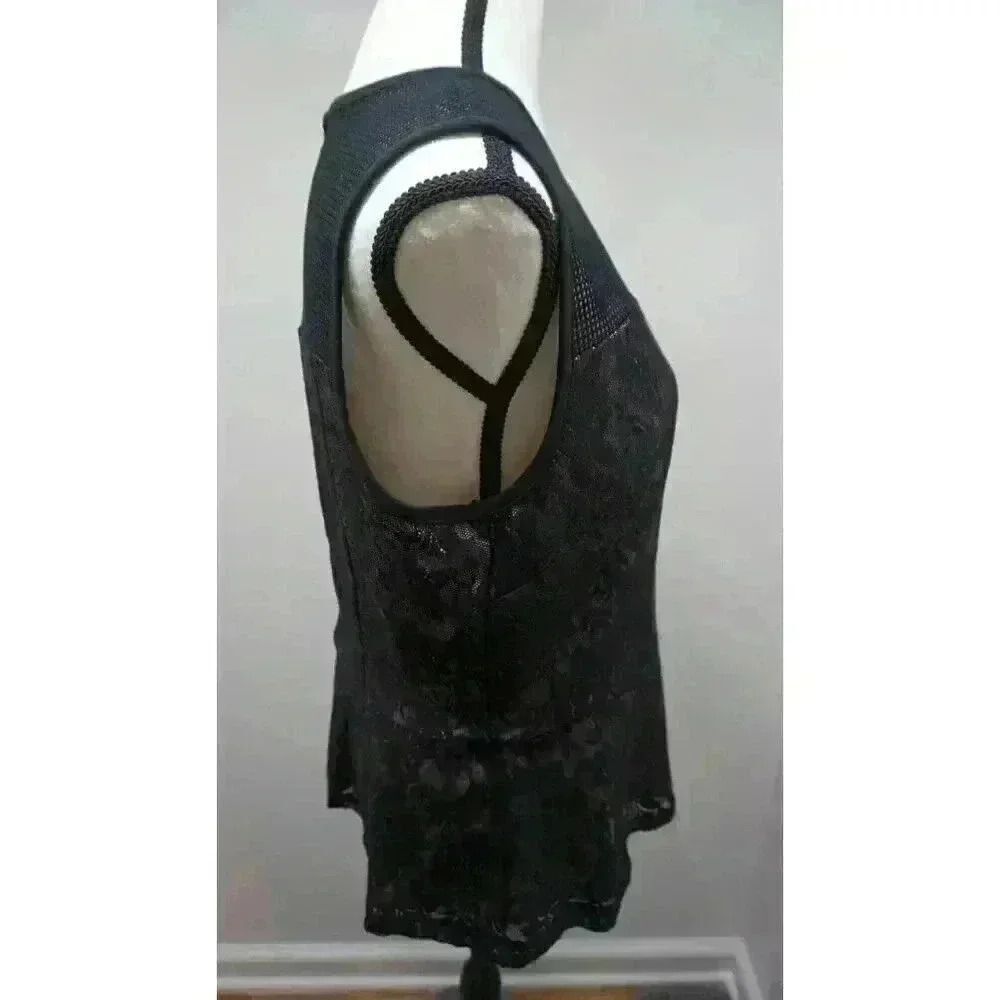 New York & Company 7th Avenue Black Lace Peplum Top - Size L - Picture 9 of 13